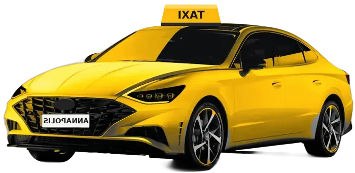 Yellow Annapolis taxi cab ready for pickup